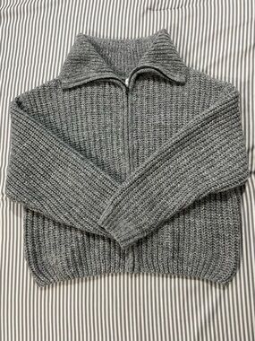 H&M Chunky Knit Grey Zip-Up Sweater
